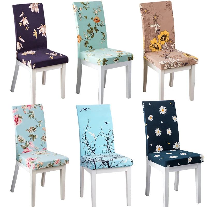 

Elastic Birds & Tree Branch Chair Covers For Dining Wedding Party Banquent Hotel Floral Spandex Home Decor Furniture Covers 1pc