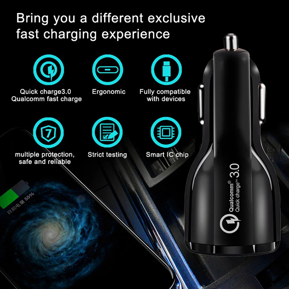 Cafele Quick Charge 3,0 USB Автомобильное зарядное устройство для samsung S10 iPhone X Xs huawei Xiaomi Быстрая зарядка мобильного телефона автомобильное зарядное устройство для телефона