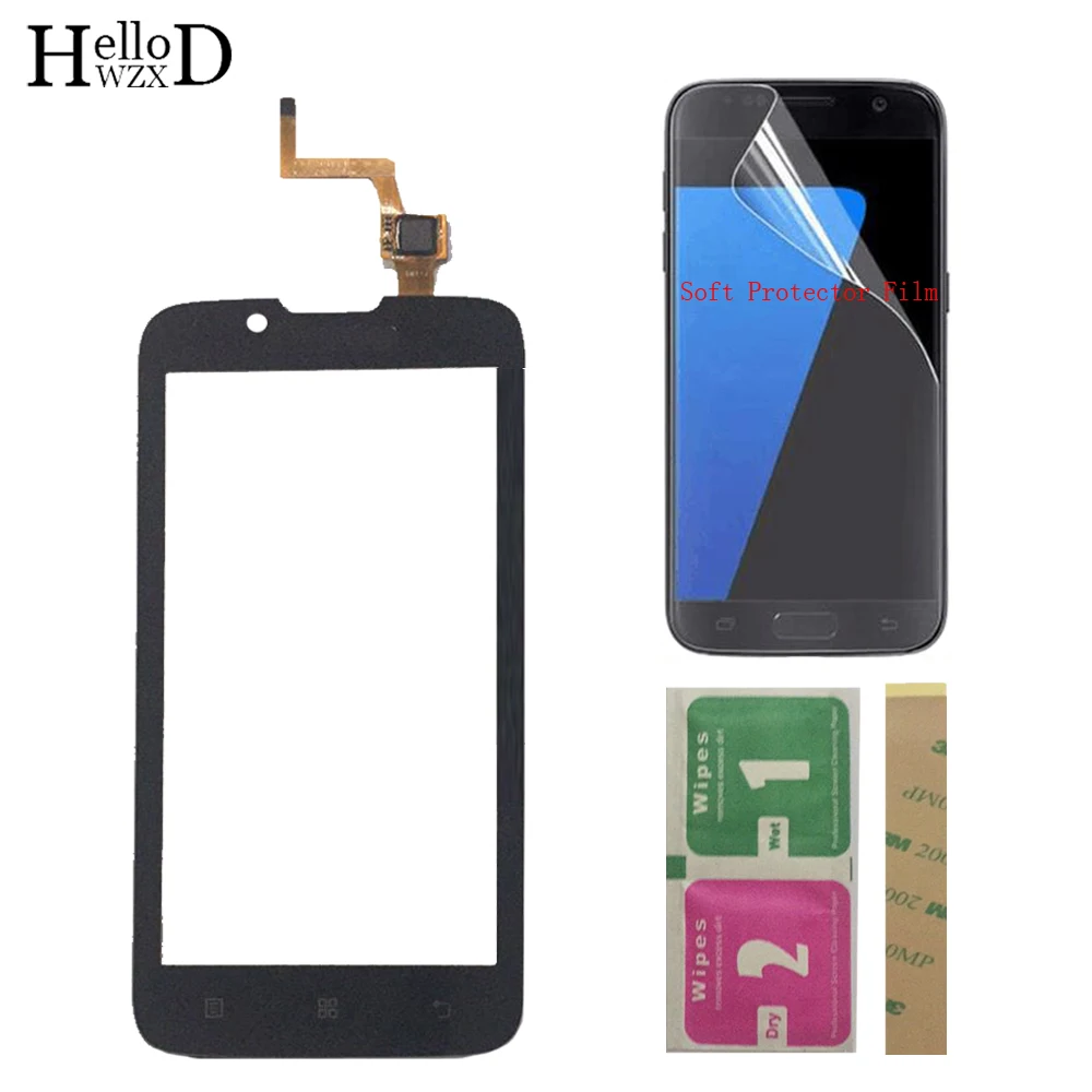 

4.5'' Mobile Touch Screen TouchScreen For Lenovo A328 Touch Front Glass Digitizer Panel Lens Sensor + Protector Film 3M Glue