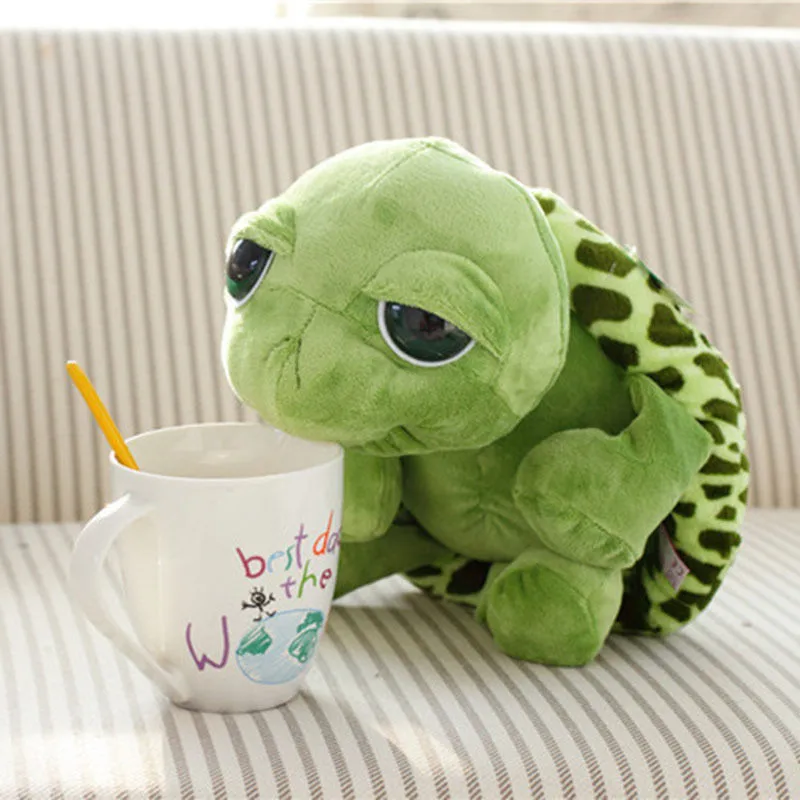 New 20cm Super Green Big Eyes Stuffed Tortoise Turtle Animal Plush font b Baby b font