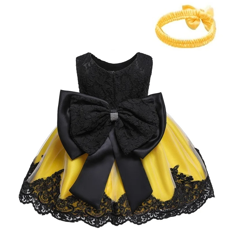 Рекомендация продавца, новое летнее платье принцессы для малышей Детское кружевное платье с большим бантом для дня рождения Одежда для крещения для девочек от 0 до 24 месяцев