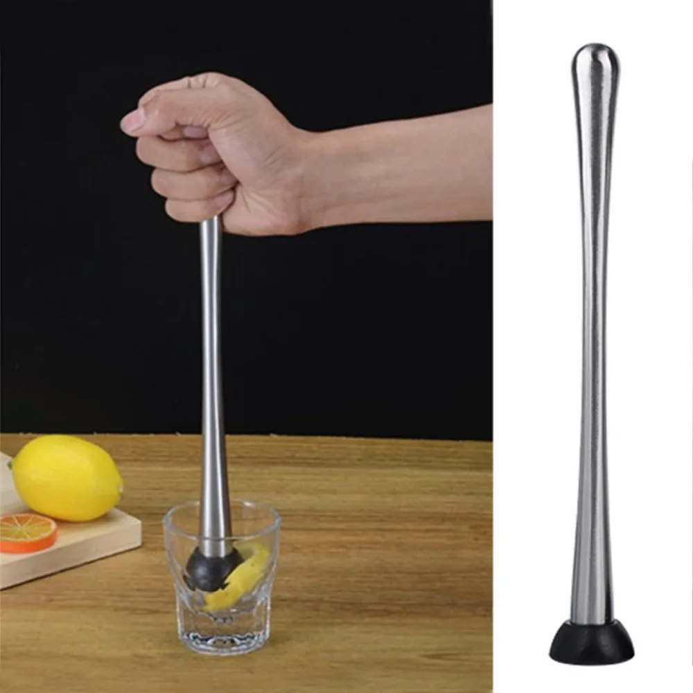 Cocktail Muddler Stainless Steel Pestle Grooved Plastic Head DIY Drinks Fruit Ice Cocktail Muddler Bar Mixer Mojito Bar Tools