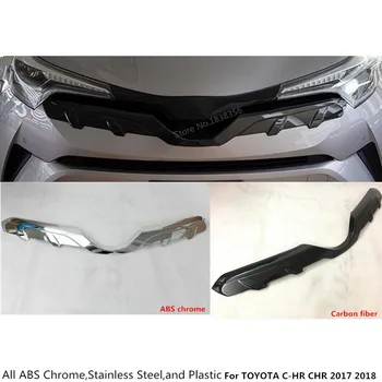 

For TOYOTA C-HR CHR 2017 2018 2019 2020 Car Sticker Detector ABS Chrome/Carbon Fiber Trim Front Bottom Grid Grill Grille Hoods
