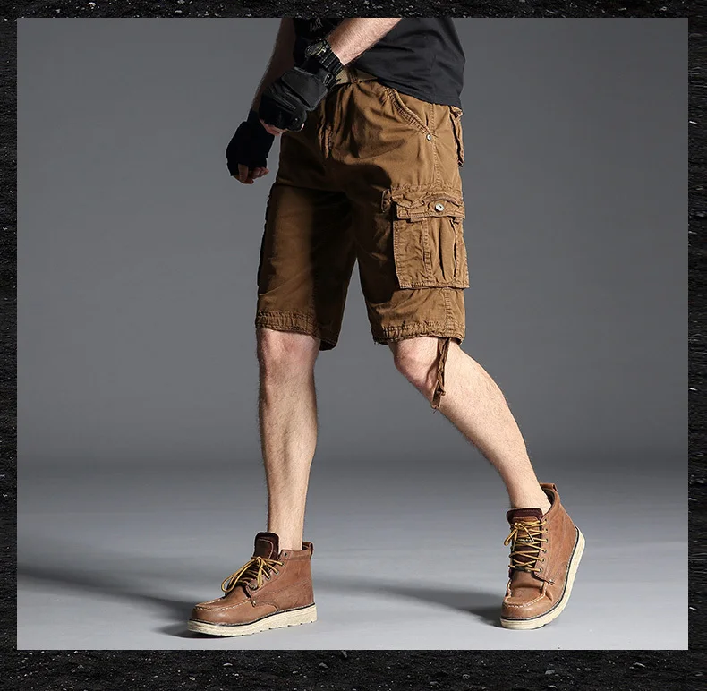 Для мужчин новые летние грузовые шорты Для мужчин модные брендовые Короткие штаны камуфляж военная накладные карманы Брендовые мужские шорты Костюмы 29-40
