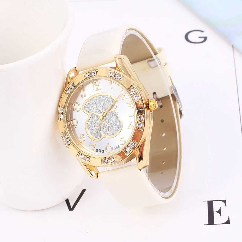 

Luxury Crystal Quartz Watch Bear Watch Fashion Women's Dress Watch Women's Watch Women Casual Leather Belt Quartz Wristwatch