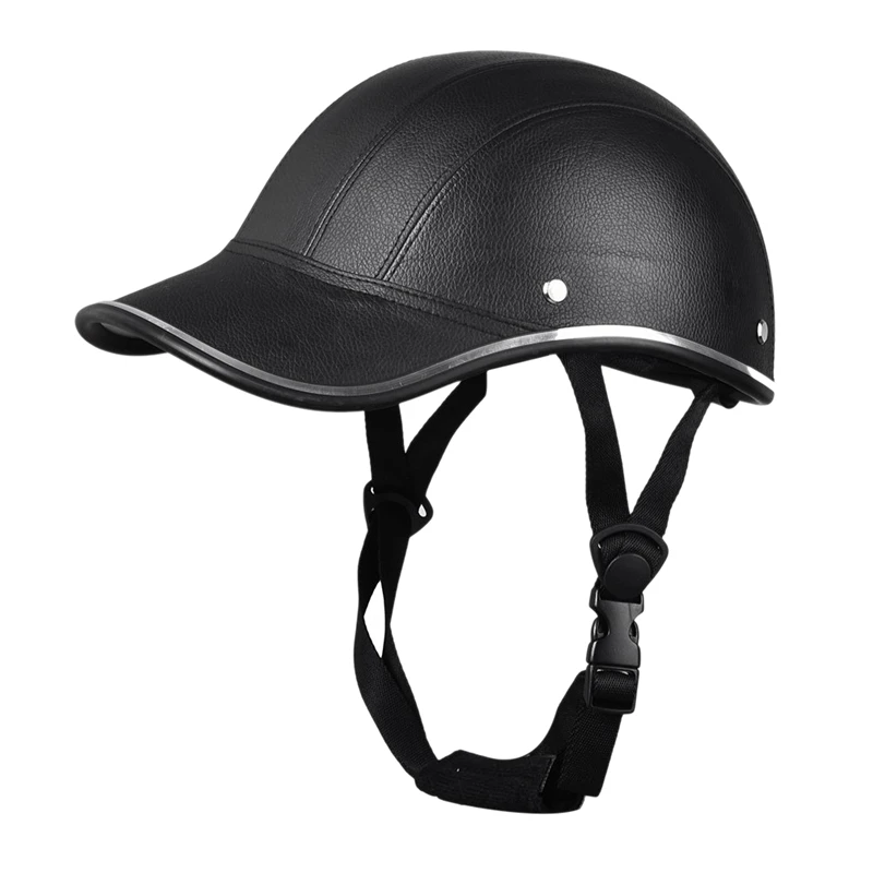 

Motorcycle Leather Helmets Bike Scooter Half Open Face Protective Helmet Hard Hat-Safety Unisex Racer Helmet Baseball Cap-Safe