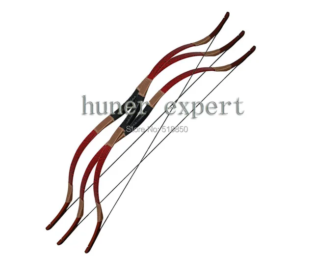 Cheap 3pcs archery wooden hunting bow 35lbs shooting target long bow left hand or right hand practice horsebow
