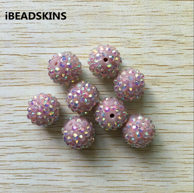

20mm 100Pcs/lot LavenderBlush color AB Resin Rhinestone Chunky Beads