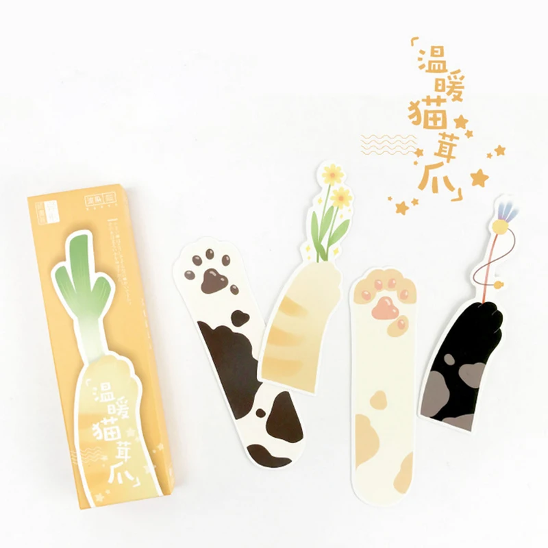 

30pcs/box feline claw Gift Bookmarks Marker Stationery Gift Realistic Kawaii Cartoon Bookmarks Office School Supply