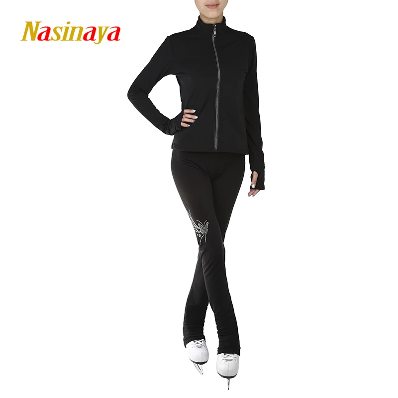 Customized Figure Skating Suits Jacket and Pants Long Trousers for Girl Women Training Patinaje Ice Skating Warm Gymnastics 7