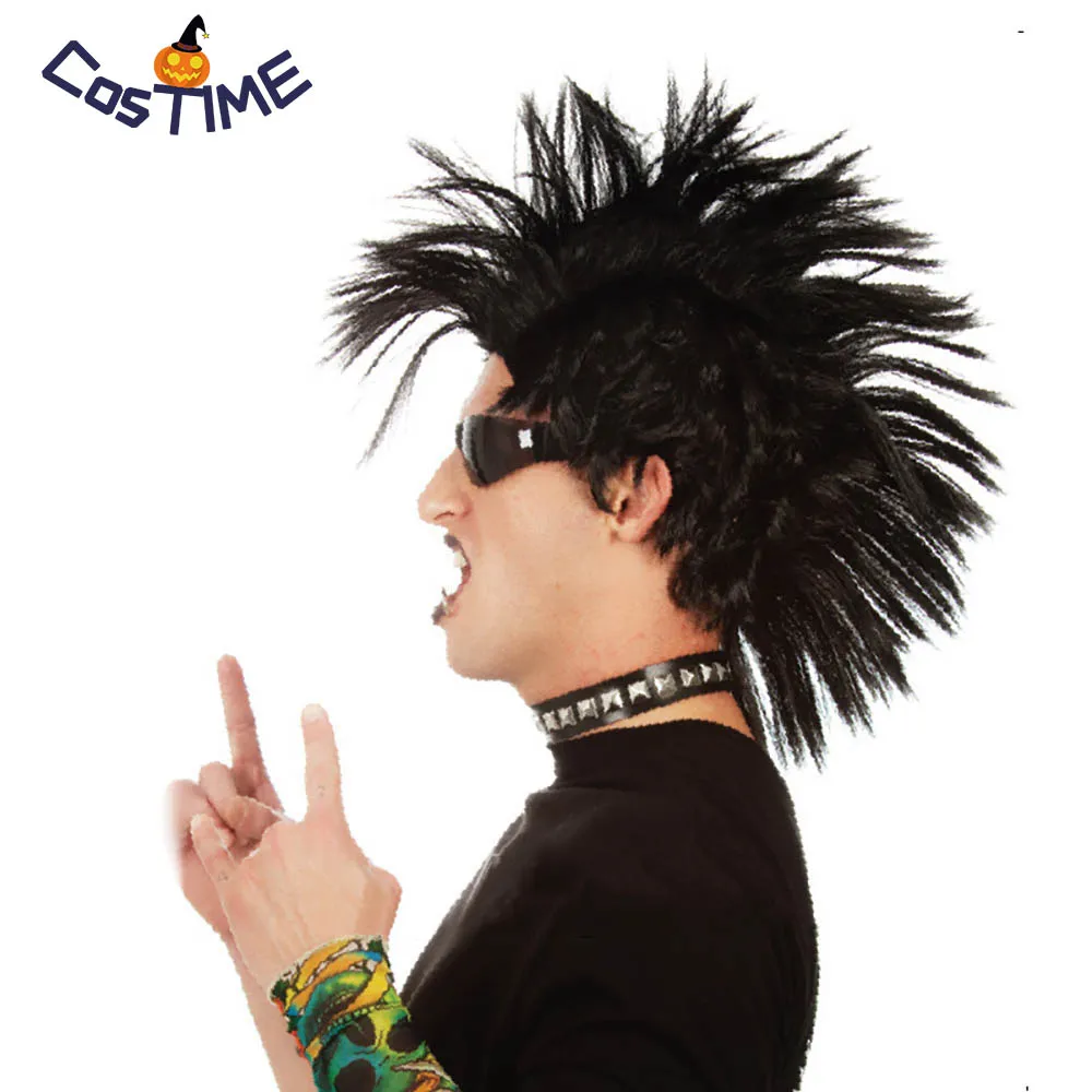 Продажа 80 s рок звезда Mohawk волосы рок н ролл Сумасшедший дух тяжелый металл рок группа певица колючие волосы Хэллоуин костюм аксессуары