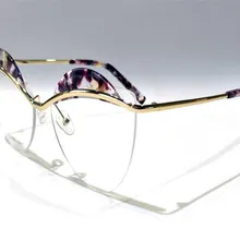 MONGOTEN, кошачий глаз, дизайн, женские очки без оправы, сплав, прозрачные линзы, очки для близорукости, ретро украшение, очки, оптические очки для женщин