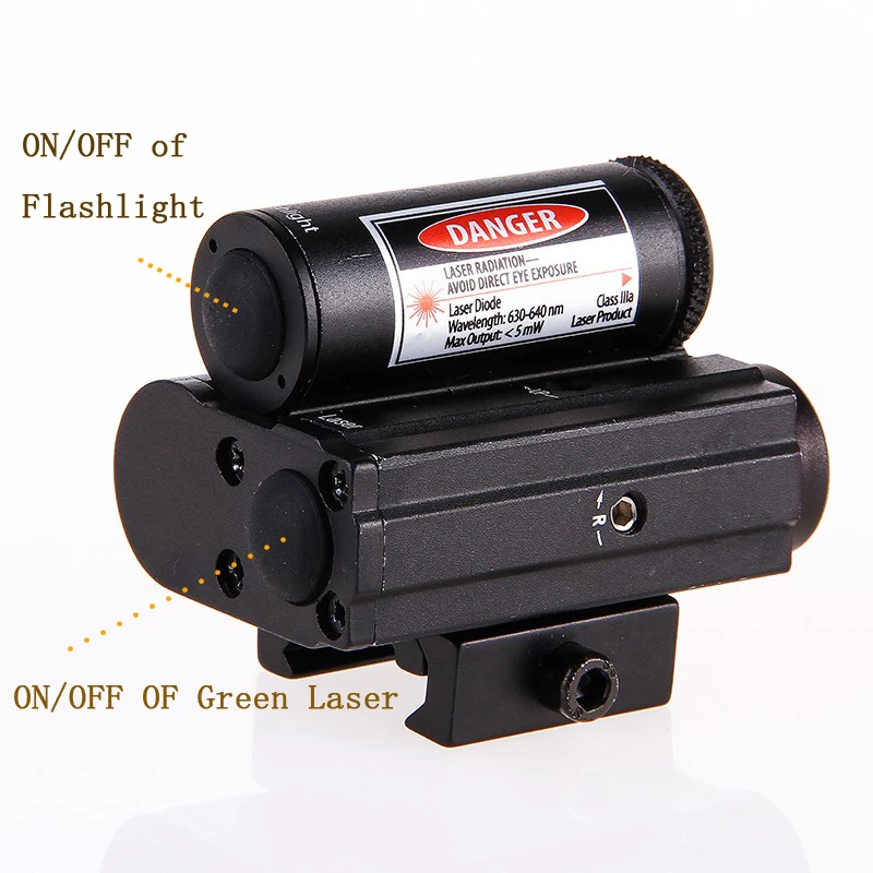 Tático para Rifle Pistola Laser Verde Caça Visão Âmbito 220lm Lanterna Led Botão Interruptor Airsoft Tiro Lf-6 9 Luzes de armas
