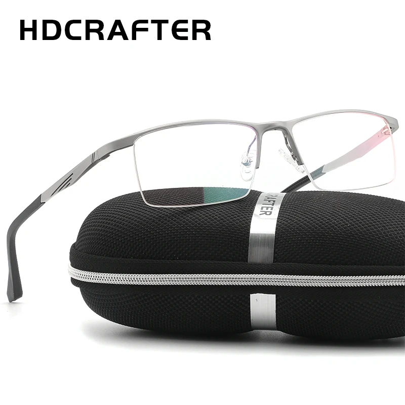 

HDCRAFTER Men's Prescription Eyeglasses Frames Metal Optical Glasses Frame Brand Designer Clear Reading Glasses For Men Women