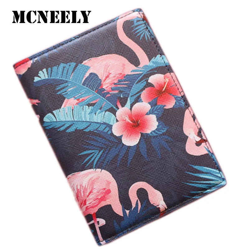 

Flamingo Design PU Leather Passport Cover for Women Travel Card Ticket Passport Holder Case Cute English Word Cover for Passport