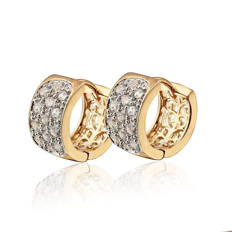 

Gold-Color Hoop Huggie Earrings For Women Stone Crystal CC Earings Brincos Fashion Jewelry Free shipping 20E18K-33