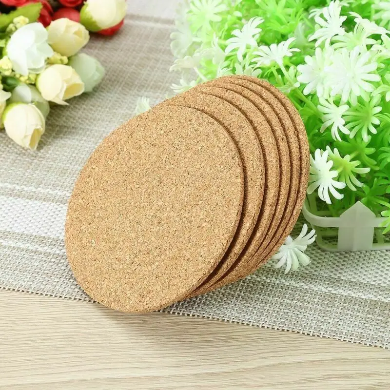

6x Cork Wood Drink Coaster Tea Coffee Cup Mat Table Decor Bottle Tableware Nice mark cup mat table decor