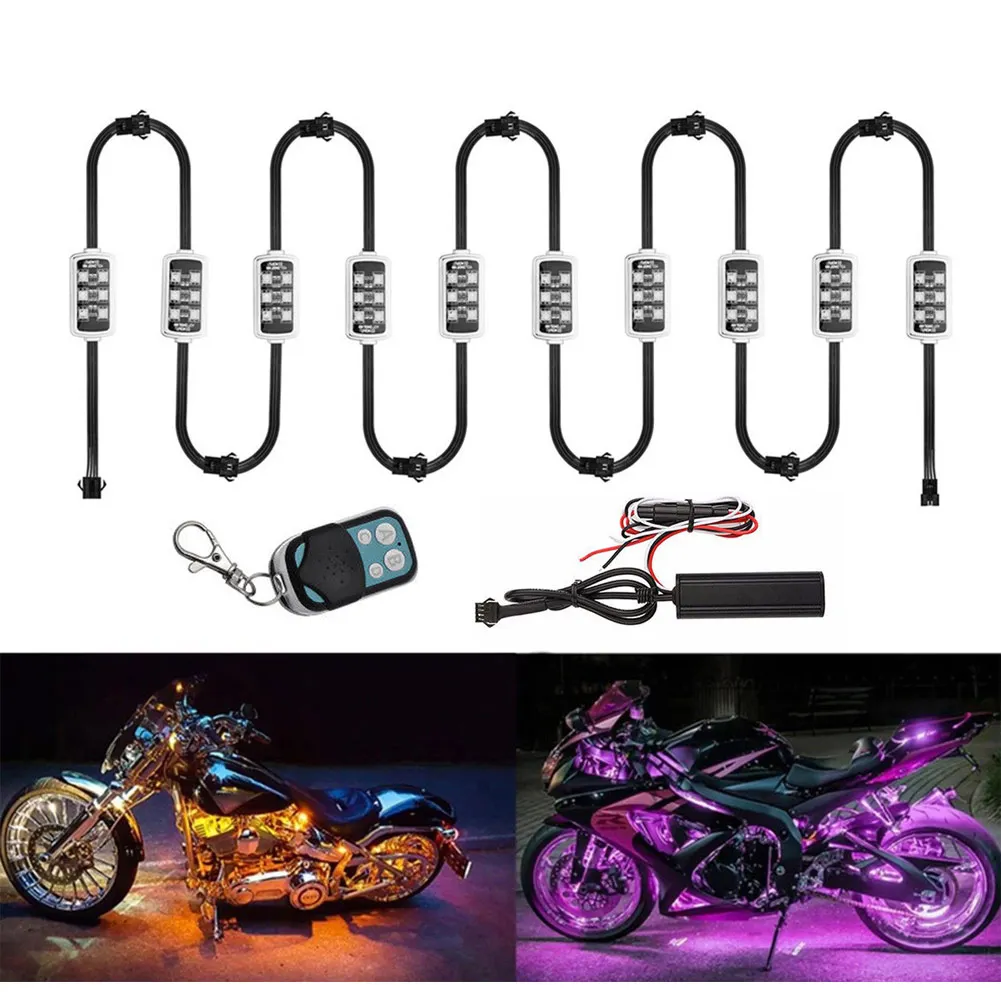 

Waterproof Motorcycle LED Neon Strip Lamp 36 LED Neon Motorcycle Engine Wheel Accent Lighting Kit RGB Multi Color