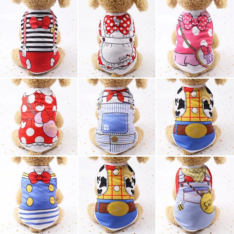 

Cute Pet Dog Clothes Duck Printed Spring Puppy Cat Cotton T-shirt Vest Pet Clothing Blue/Pink