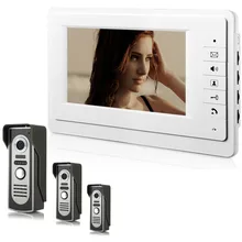 7 Inch Wired Video Door Entry System Home Security Camera Video Door Intercoms 3-camera 1-monitor Night Vision