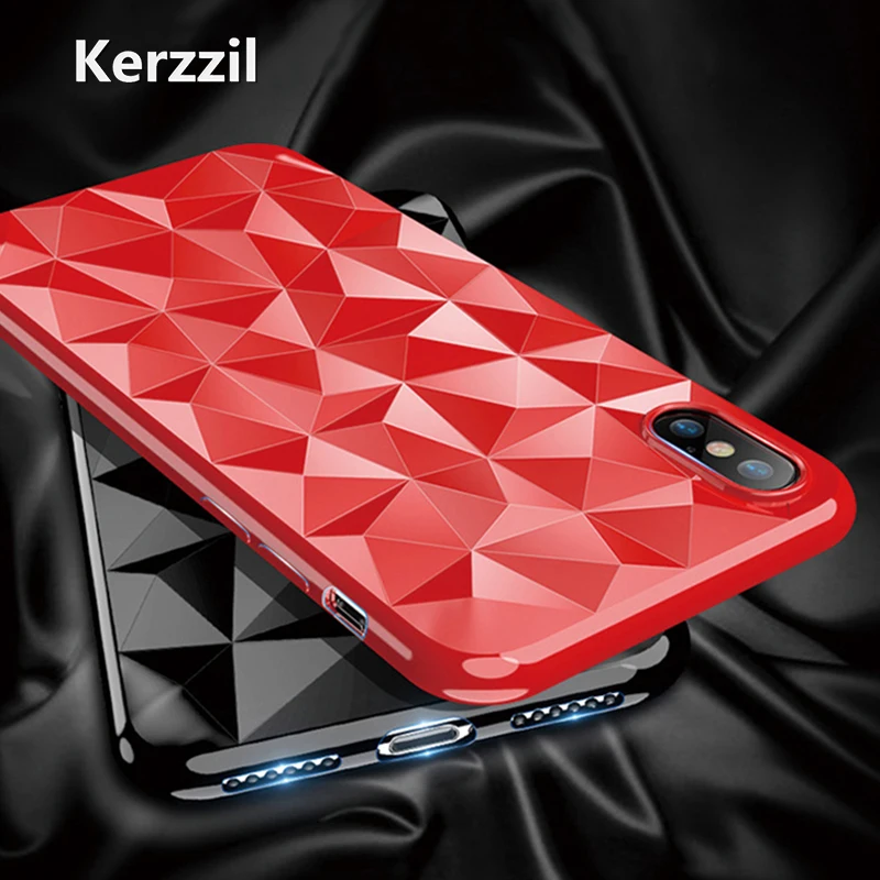 Kerzzil Тонкий 3D Алмазный Узор чехол для iPhone 7 6 S Plus мягкий TPU прозрачный силиконовый