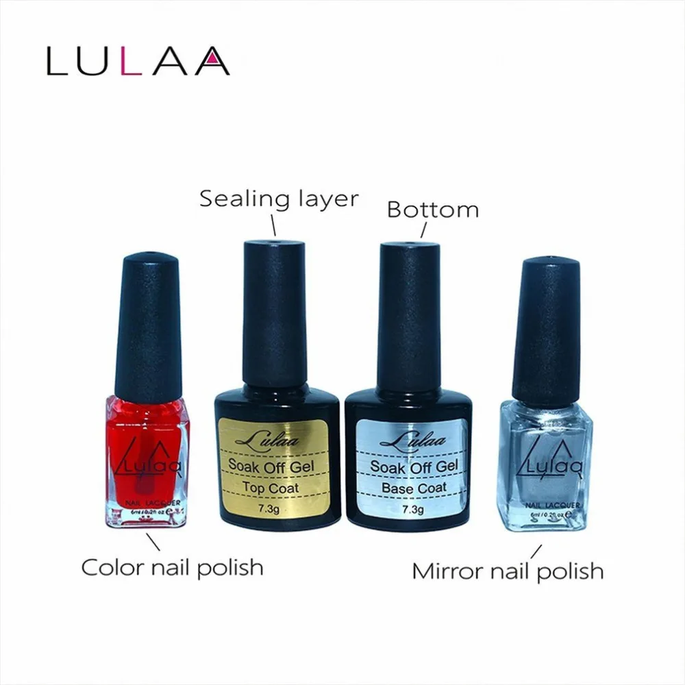 4Pcs Nail Art Bright Water Peel Off Metal Nail Polish Varnish Base Coat