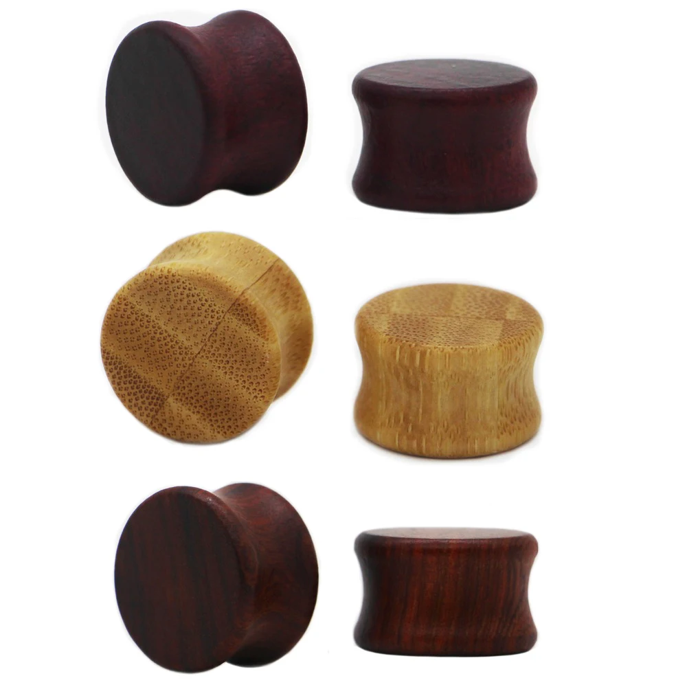 1 pair 0G 4/5" 3 colors organic wood plug gauges flesh tunnel saddle