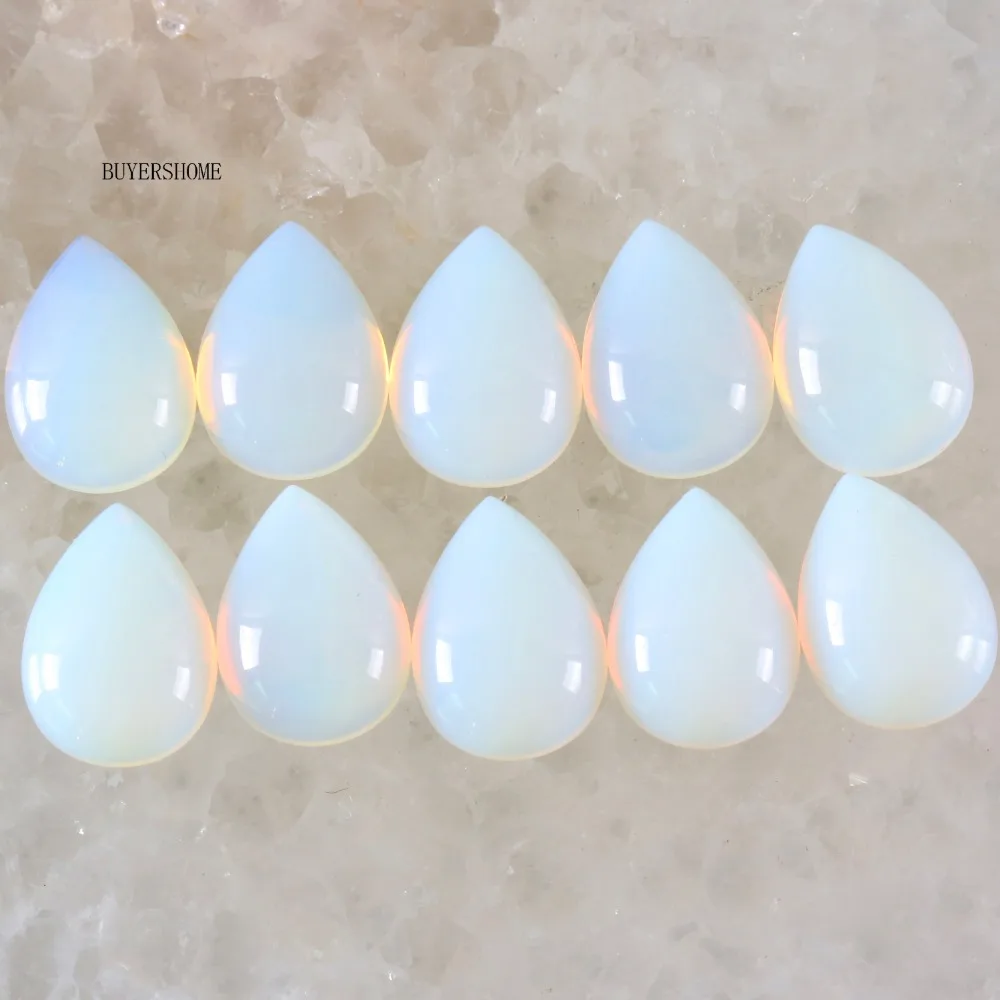 10Pcs 18x13MM Water Drop Natural Stone Beads White Opal CAB Cabochon For Making Necklace Earrings Bracelets K817 | Украшения и