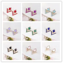 Женская серьга хромированные Летние Стильные серьги треугольные для женщин брендовые хрустальные серьги-гвоздики модные ювелирные изделия серьги E0120