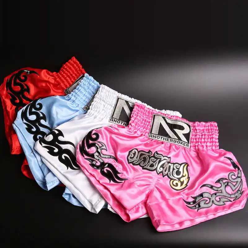 LITE RED SHORTS TRUNKS FOR THAIBOXING KICKBOXING Kids XS - XL Adults