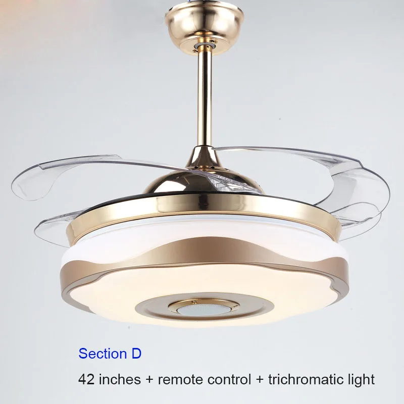 Светодиодный музыкальный Невидимый потолочный светильник для ресторана, спальни, светодиодный Современный минималистичный потолочный вентилятор для гостиной - Цвет лезвия: Bluetooth music