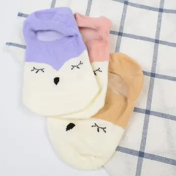 

1Pair Women's Foxes Cotton Invisible Non-slip Silicone Shallow Boat Sock Fashion