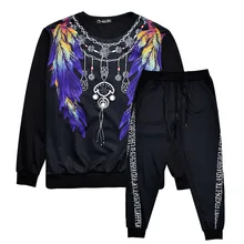 7XL осень зима повседневный мужской спортивный костюм набор лиса 3D печать толстовка с капюшоном+ брюки 2 шт наборы мужские худи мужской костюм