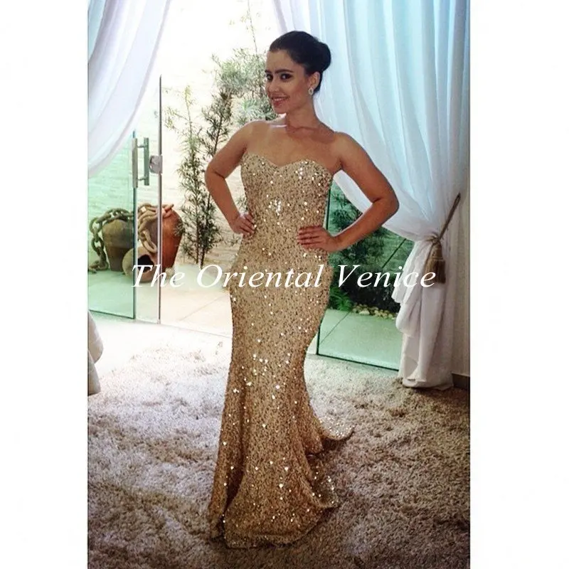 Long gold sequin dress 2017 Long gold sequin dress 2017