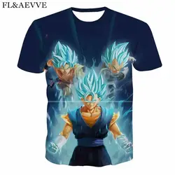 FL и aevve 2017 3D аниме Dragon Ball футболка Для мужчин О-образным вырезом из хлопка с принтом короткие Хип-хоп футболка Для мужчин Джерси