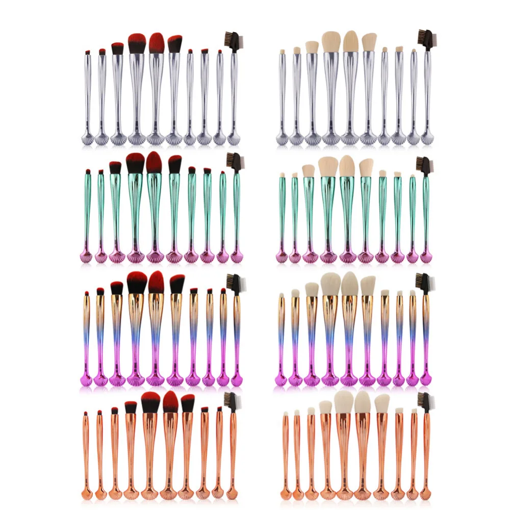 

Professional Shell Makeup Brushes Set Foundation Face Eyeshadow Powder Lip Blush Contour Bronzer Cosmetic Make Up Brushes Tools