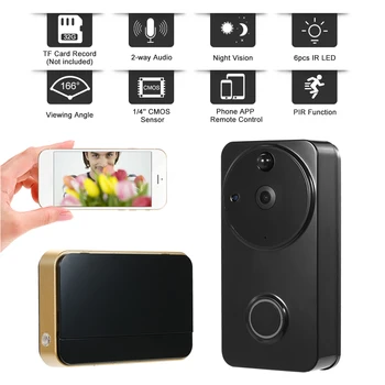 

720P WiFi Visual Intercom Door Phone 2-way audio Video Doorbell Support Night View PIR Motion Sensor +Wireless Doorbell Chime