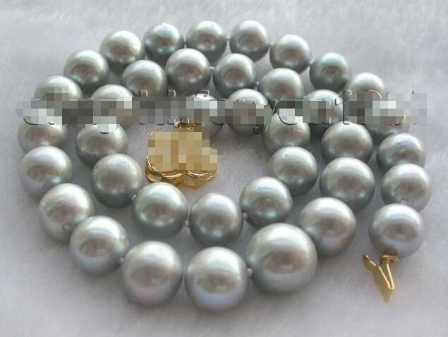 

Free shipping >>>>>>Genuine Natural 13mm Round Gray Pearl Necklace