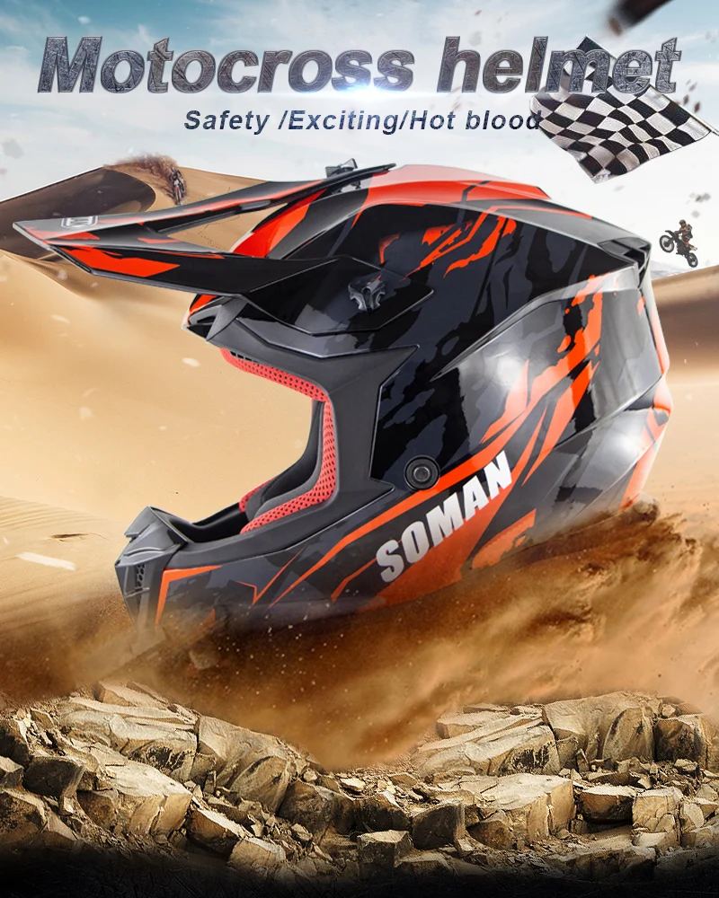 SOMAN SM633 мотоцикл беговые емкости мото КАСКО ECE Мотокросс внедорожный шлем MX Dirt Bike шлемы