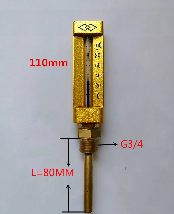 Морской термометр V, WLG-421-C Медный рукав прямой термометр, L = 80 мм, резьба G3/4