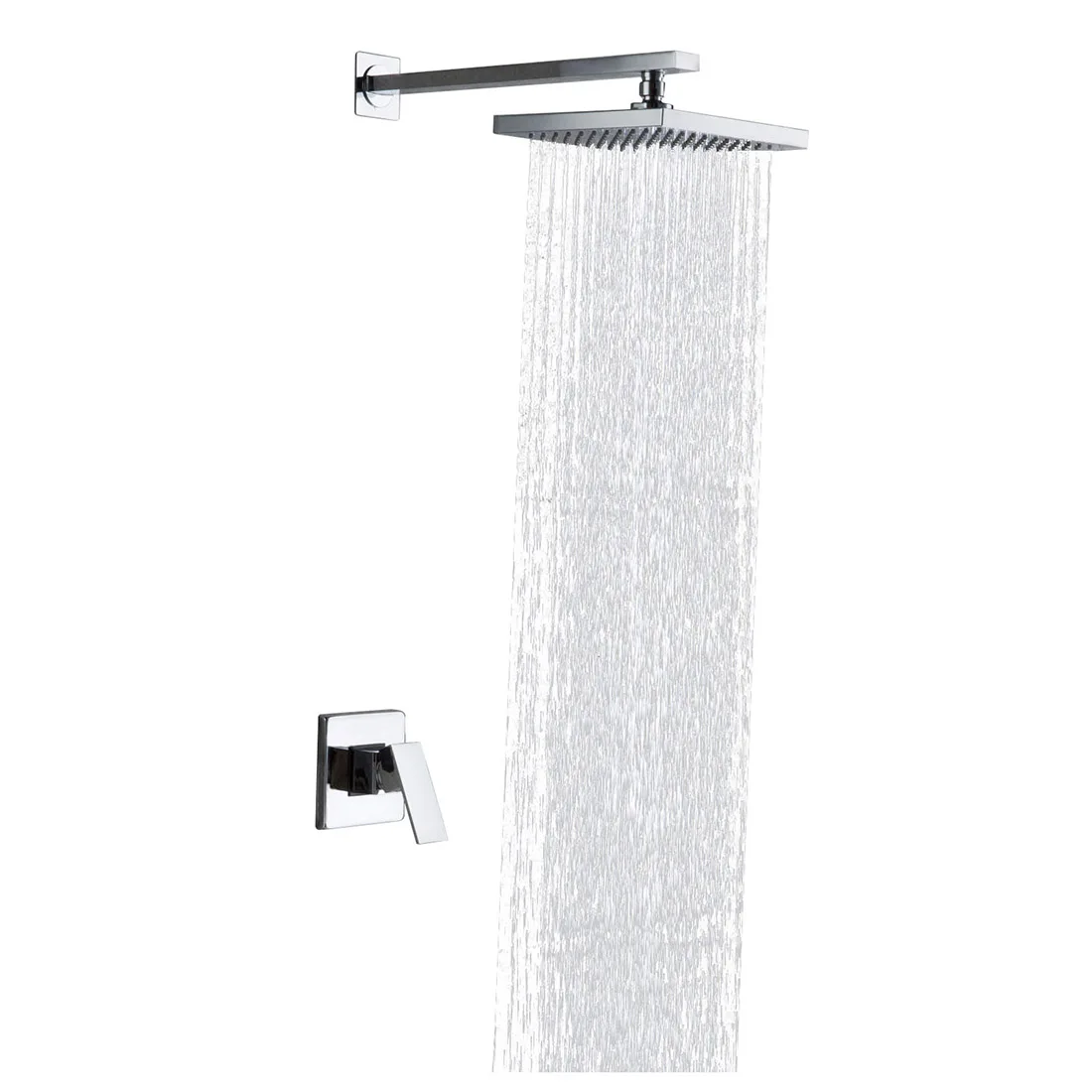 

8" single handle Chrome wall mounted brass rain shower faucet set