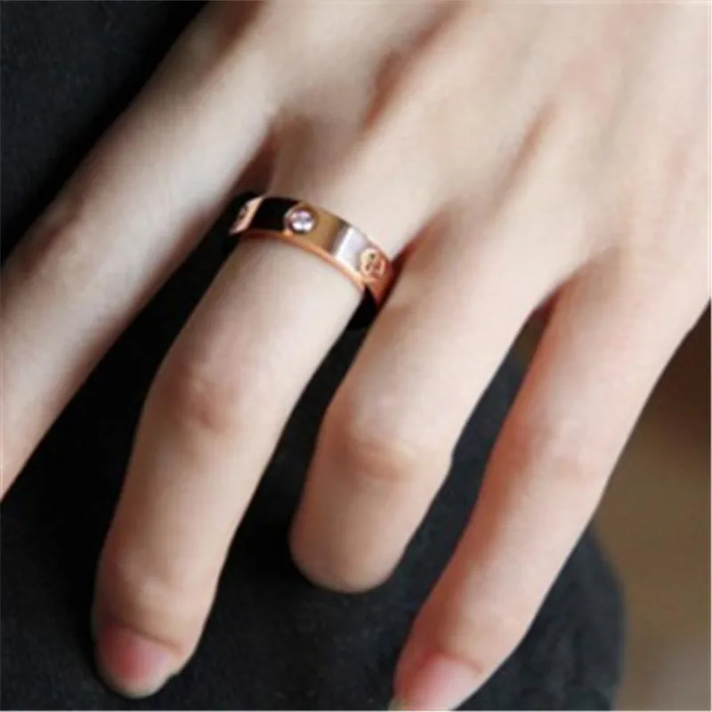 

316L Titanium Steel Crystal Logo Love Rings Women Men Couples Anel CZ Wedding Ring Brands name Pulseira feminina jewelry