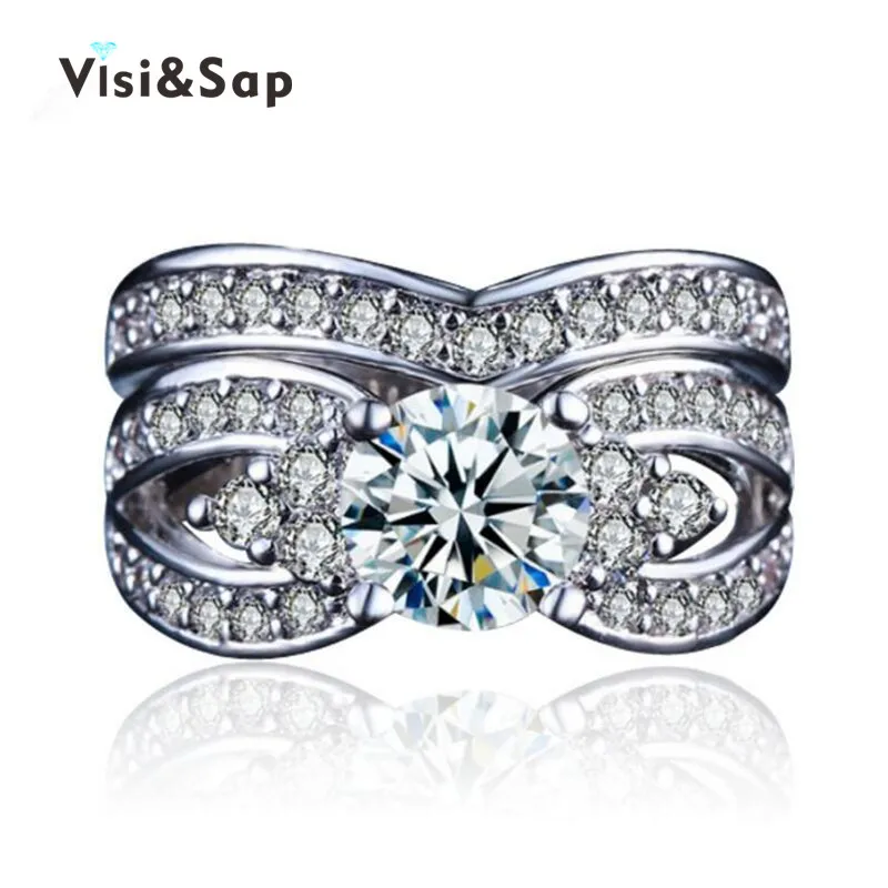 

Bridal sets Wedding engagement rings White Gold plated Rings For Men/women Euramerica ring AAA CZ diamond fashion Jewelry VSR228
