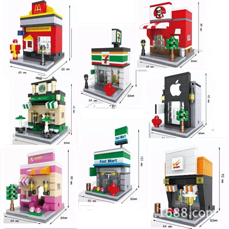 Diamond Building Blocks assembled block Mini Street Series DIY Assembling font b Toys b font 3D
