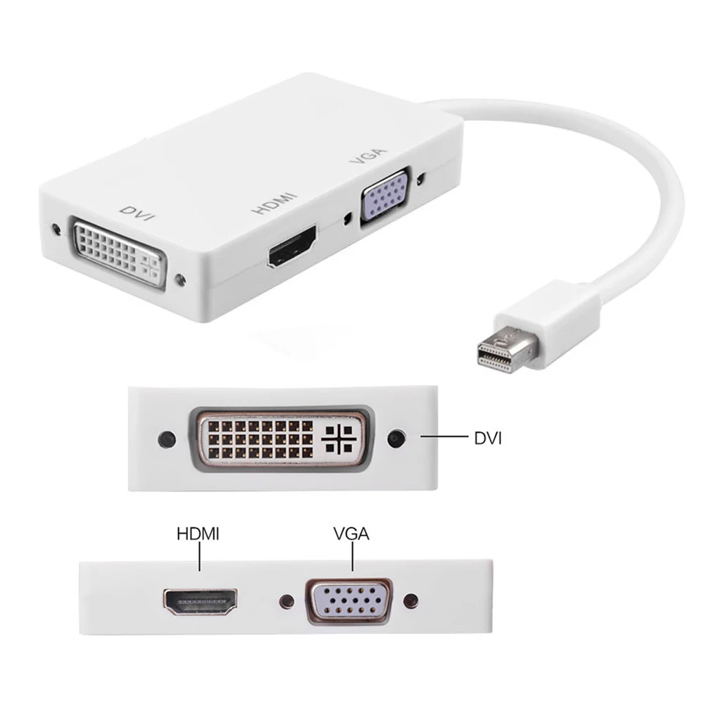 3 in1 Thunderbolt Mini DP Дисплей порты и разъёмы Дисплей HDMI DVI VGA Кабель-адаптер для Apple Mac MacBook Pro