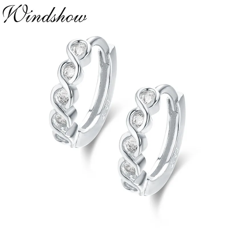 

Cute Slim 925 Sterling Silver Twist Infinity CZ Circle Small Loop Huggies Hoop Earrings For Women Jewelry Kids Baby Girls Arose