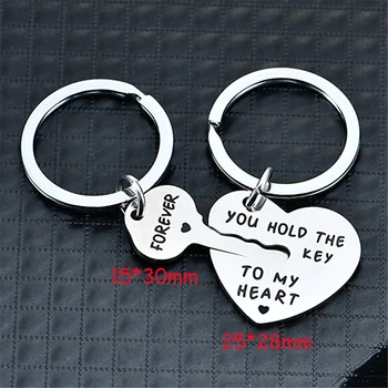 

A Set Key&Heart Keychain YOU HOLD THE KEY TO MY HEART FOREVER For Couple Lovers Charm Jewelry Hot Sale Key Ring Tag