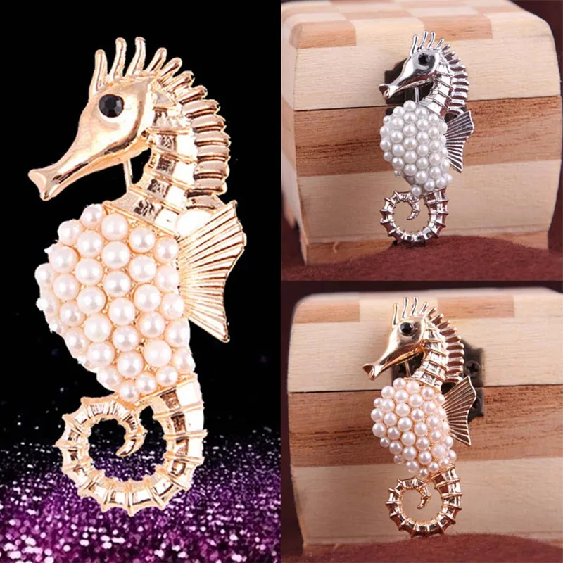 

1PCS Sea Horse Brooches Wedding Broach Hijab Pins Broches Vintage Jewelry Brooch Bouquet Relogio Feminino Esmalte De Unhas Vaz