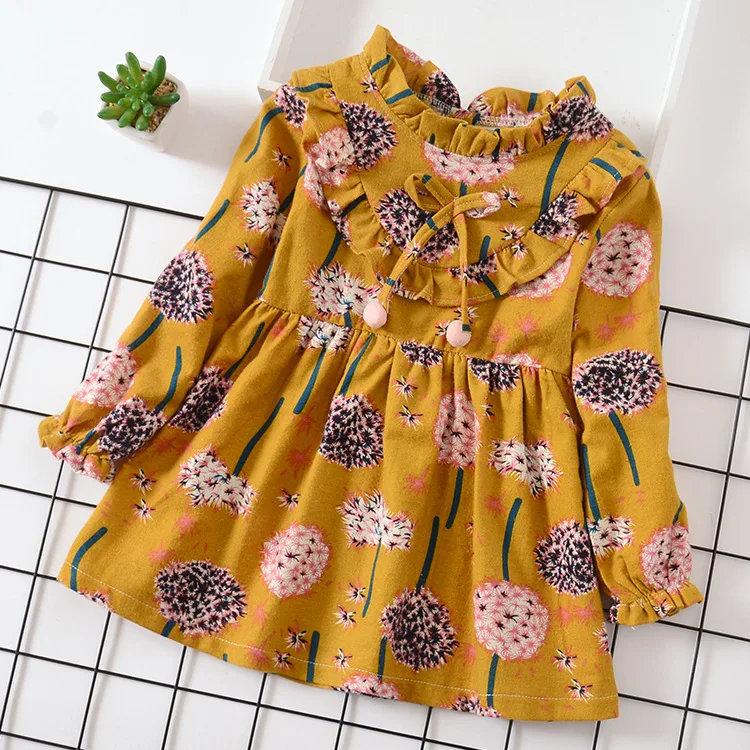 Весеннее Новое модное дизайнерское повседневное детское платье для девочек платье с цветочным принтом для маленьких девочек