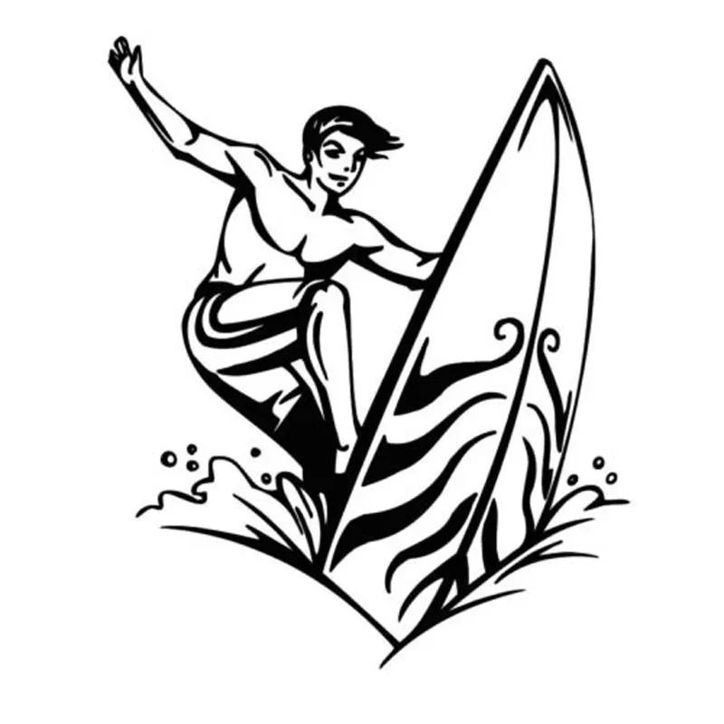 11cm*13cm Personality Boy Surfing Car Sticker Vinyl Decal Accessories